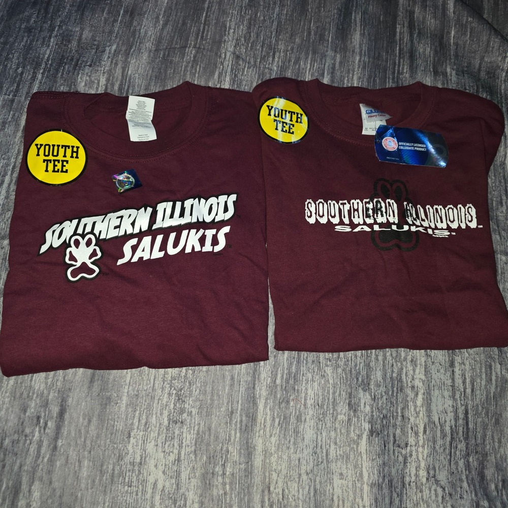 Gildan Southern Illinois Salukis Youth M Maroon T-Shirt Set of 2 NCAA Collegiate